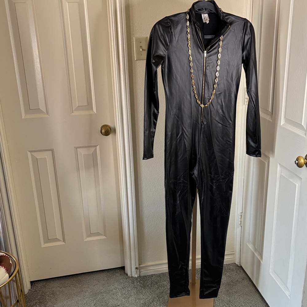 Black Women's Jumpsuit with Chain Detail